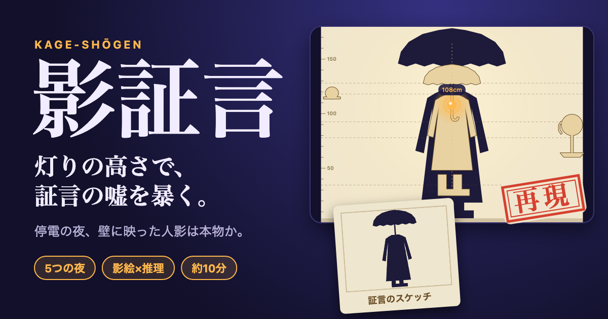 影証言 — 灯りの高さで、証言の嘘を暴くの画面